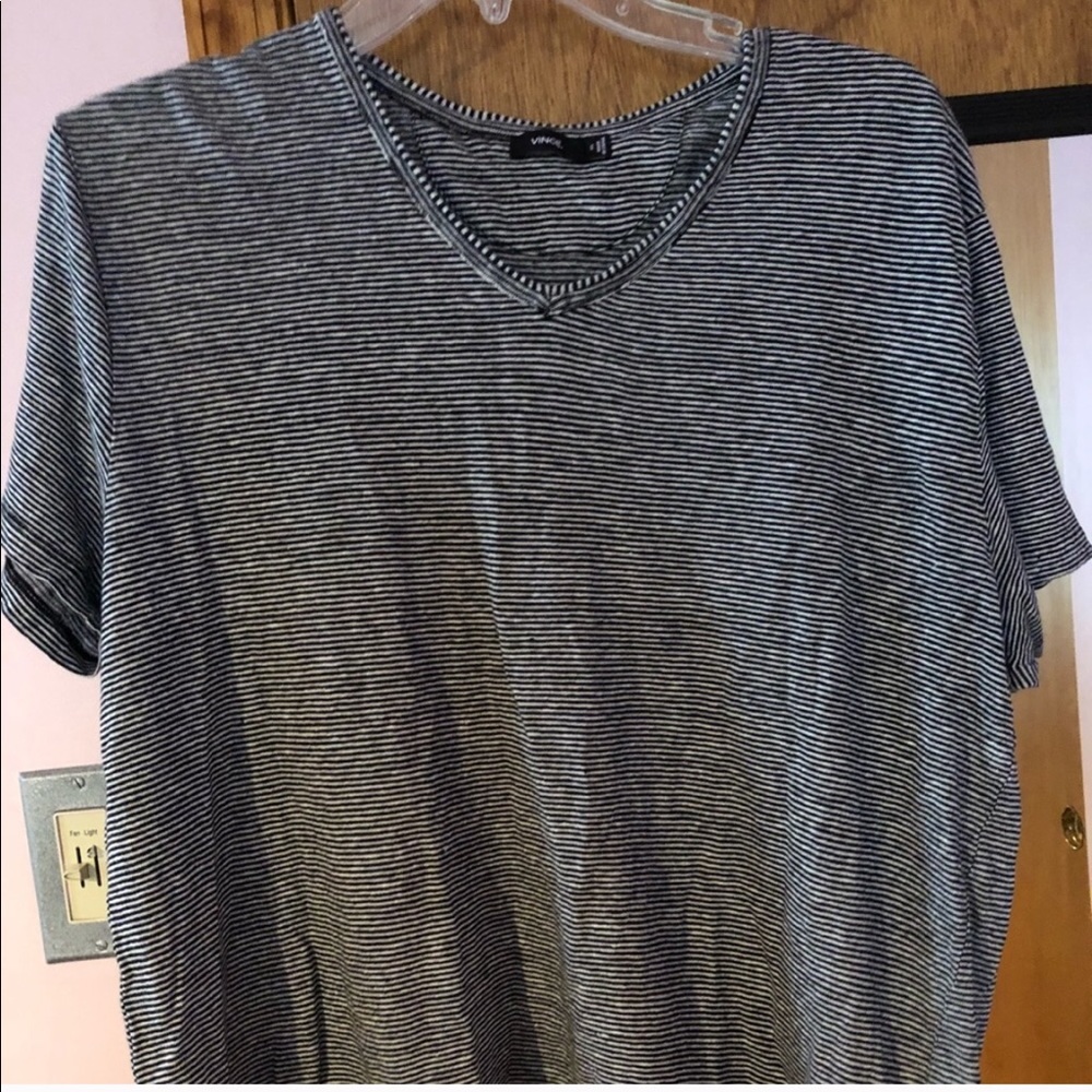 Vince• Striped V-neck Tee